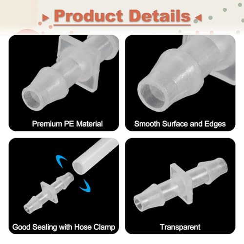uxcell 8Pcs Plastic Hose Barb Fitting, 1/4" x 1/4" Barb Pipe Connectors Hose Fitting Adapter Splicer Mender Adapter Union for Fuel Gas Liquid Air Hose Repair - size: 1/4" x 1/4"