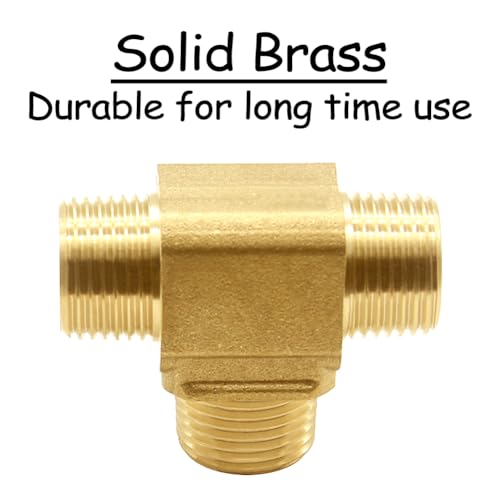 Uenede 2PCS 1/4 Inch Brass Tee Pipe Fitting 1/4" NPT Male x 1/4" NPT Male x 1/4" NPT Male for Water/Oil/Gas - style: Male x Male x Male