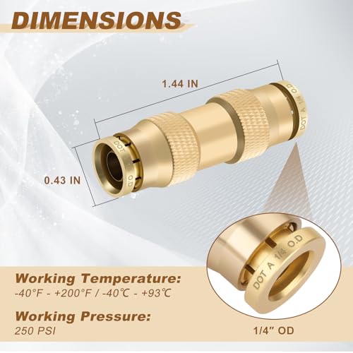1/4" Quick Push to Connect Fittings Brass Union Straight Joint DOT Approved 1/4 inch tube OD Air Line Adapter Air Spring Suspension Kit for Car Truck Trailers and Air Brake System 5pcs - size: 1/4" OD 5PCS, style: Straight
