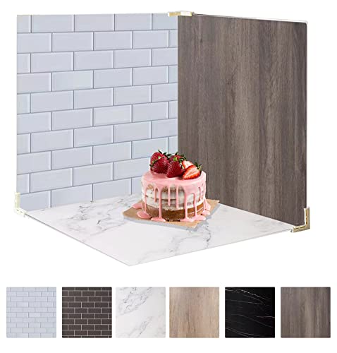 Large 24x24in Photo Backdrop Board: 3PCS 6Patterns Product Photography Backdrops for Food Jewelry, Background Table Top Small Shooting Kit (XL Size 24x24in) - color: Black White Brown