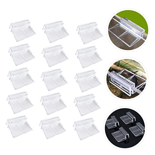 WOONEKY 15pcs Aquarium Stand Acrylic Clips Fish Tank Cover Holder Betta Aquarium Tank Brackets Easy Installation - size: 5.5X4X1.8CM