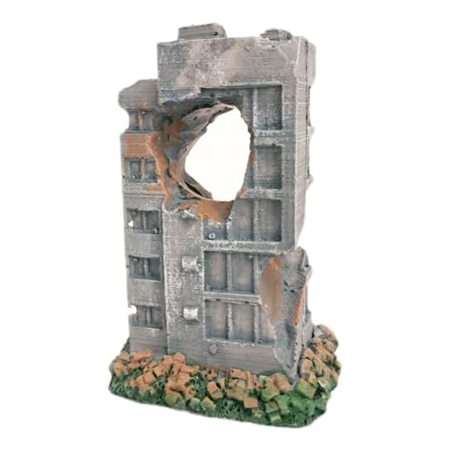 Aquarium Decor,Postwar Building Ruins Ornament Decoration for Aquarium Fish Tank GF1308 - style: Postwar Building Ruins