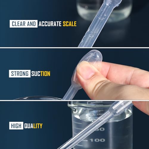 Teenitor 80PCS 3ML Pipette Dropper, Eye Dropper, Disposable Plastic Eye Droppers for Crafts, Droppers for Oils, Medicine Dropper Transfer Pipettes for Essential Oil Makeup Science