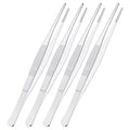 4 PCS 6.3 Inch Stainless Steel Tweezers, with Straight Round Blunt Serrated Tip, 1/16 Inch Thickness Stainless Steel, Multipurpose Daily Garden Home Lab Craft Repairing Tool - size: 6.3"L(1/16"T)