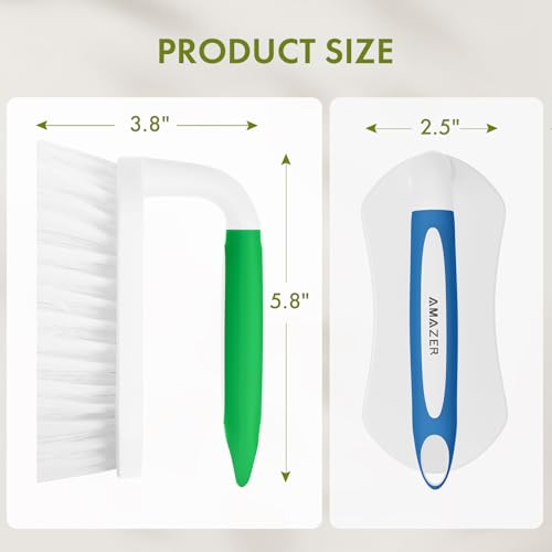 Amazer Scrub Brush for Cleaning Comfort Grip Shower Scrubber Flexible Stiff Bristles with Handle Heavy Duty Cleaner Brush for Tub Sink Carpet Floor - Pack of 2 (Blue+Green) - color: Blue+green