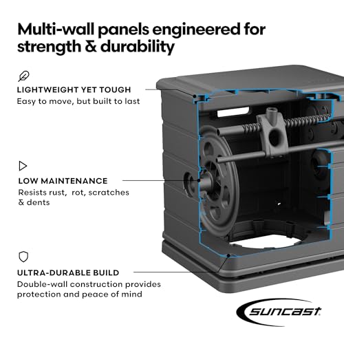 Suncast Hose Reel with Smart Trak Hose Guide, Water-Tight Connection, Durable Resin Construction, 225' Hose Capacity, Brown, Made in the USA