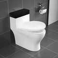 Toilet Tank Lid Cover, Bathroom Stretch Washable Spandex Toilet Tank Protector Cover with Elastic Bottom, Black - color: Black