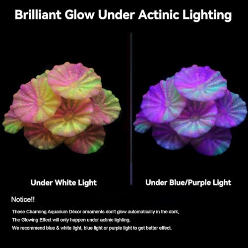 ZtohPyo Aquarium Glowing Silicone Musfroom Coral Ornament for Fish Tank Landscape Decoration, Artificial Glow in The Dark Soft Aquarium Plant for Aquarium Decor Accessories - color: Musfroom Coral