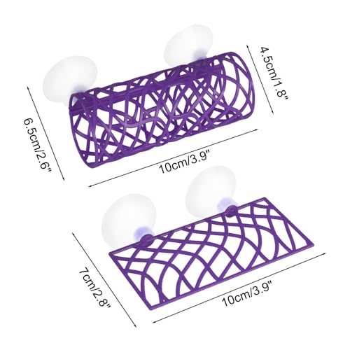 MiOYOOW Betta Fish Tunnel, Hollow Fish Resting Tube Suction Cup Mounting Fish Hide Shelter for Small Fish Shrimp Betta - color: Purple