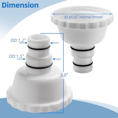 Vacuum Adapter RP/RX Skimmer Attachment Replacement for Summer Waves Above Ground Pools Parts, Skimmer Vacuum Adapter for 1.5" & 1.25" Hose Connection (Pack of 2)