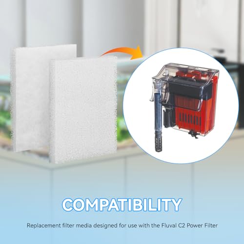 Magluv C2 Poly Foam Pad Fit for Fluval C2 Power Filter White Filter Foam Aquarium Filter Pad Media Replacement, 14008, 5-Pack (C2) - color: C2