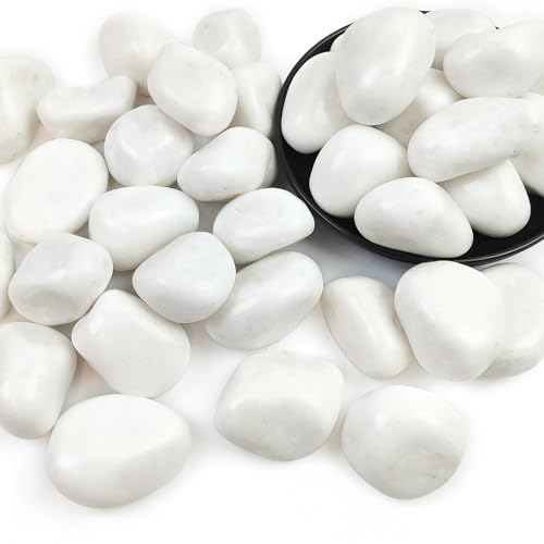 40lbs White Rocks for Landscaping,2-3 Inch Decorative Pebbles for Plants,River Rocks for Backyard,Flower Beds, Indoor Fountains, Paths, Aquarium Vase,Outdoor Garden - color: Natural White, size: 2-3 Inch(40LB)