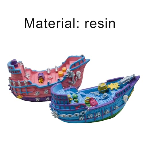 2Pcs Mini Pirate Boat Model Decoration 5.3 Inch Miniature Resin Mediterranean Ship Figurines Ornament for DIY Fish Tank Aquarium Ocean Theme Party Desktop Decors
