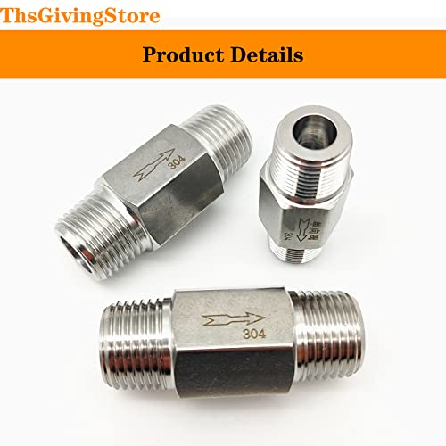 1/4 Inch NPT Male to Male Thread 304 Stainless Steel Check Valve One Way Non-Return Valve for Water Oil Gas Check Valve 1PCS - color: Outer to Outer