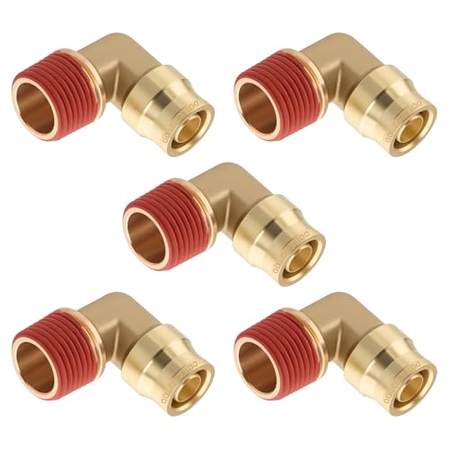 5PCS 1/2" Tube OD x 1/2" NPT Thread Connect Fittings Brass 90 Degree Union Elbow Joint DOT Approved ，Air Line Adapter Air Suspension Kit for Truck Trailers and Air Brake System - size: 1/2" OD x 1/2" NPT, style: Quick Push 90° Elbows-5PCS