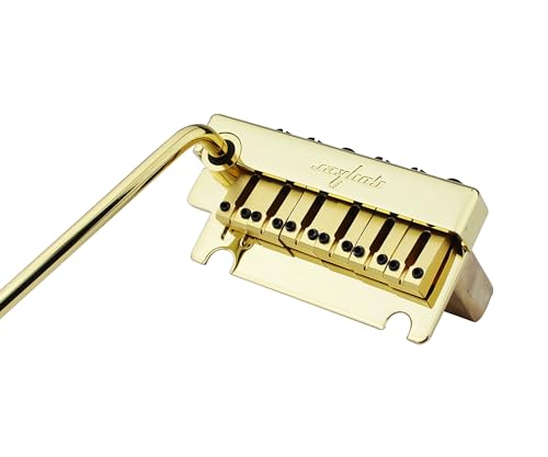 Guyker Guitar Tremolo Bridge String Spacing 10.8MM with Brass Saddle and Brass Block & Bridge Stud, Spring and Claw, Pop-In Vibrato Bar, Complete Install Kit, GG1009 Gold - color: Gold, String Space 10.8mm