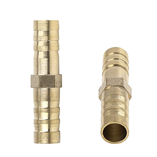 X AUTOHAUX 8mm Brass Barb Hose Fitting Straight Union Connector for Air Water Gas Oil 5pcs - size: 8mm