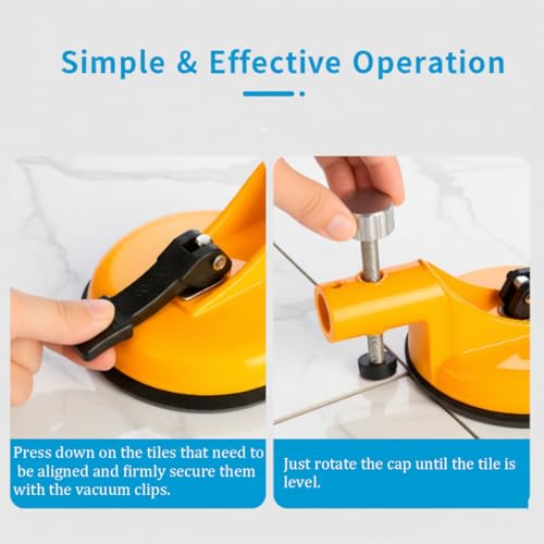 Granite Marble Countertop Seam Leveling Tool, Suction Cup Flooring Tool for Gap Tightening, Heavy Duty Adjustable Stone Seam Setter for Slab Installation, Tile & Laminate Repair (Yellow)