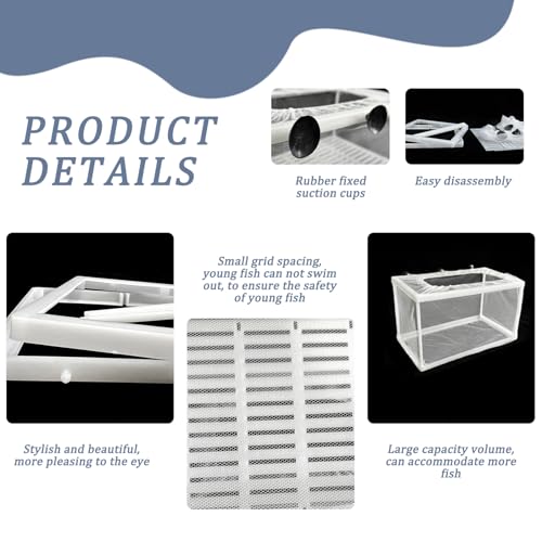 Breeder Box for Fish Tank, 6x5.7x10 Large Fish Breeding Box Net, White Mesh Aquarium Breeder Hang on Nursery with Suction Cups for Baby Hatchery