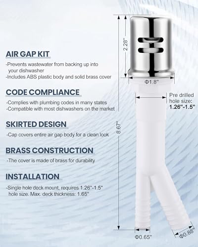 Kitchen Faucet with Air Gap: WOWOW Stainless Steel Kitchen Sink Faucet and Dishwasher Air Gap Kits for Kitchen Sink 2 or 4 Hole, Polished Chrome Kitchen Faucet Combo with Sprayer - color: Chrome, style: Kitchen Faucet with Air Gap Kit