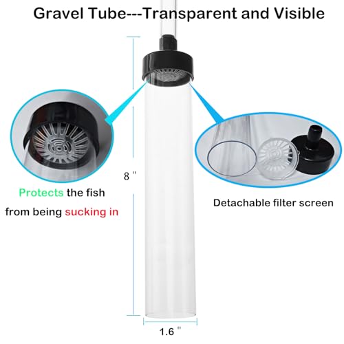 6ft Aquarium Siphon Vacuum Cleaner, Hand Siphon Pump Water Changer for Fish Tank Cleaning Gravel & Sand - size: 6ft