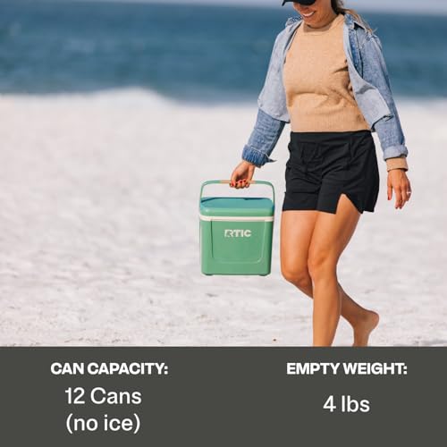RTIC 8 QT Road Trip Personal Cooler, Small, Compact, Insulated, Portable Ice Chest Box for Food, Drink, Beverage, Beach, Camping, Picnic, Fishing, Boat, 12-Can Capacity - color: Fresh Mint/Marine