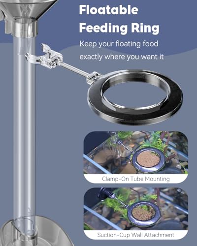 Pawfly Clear Acrylic Shrimp Feeding Tube and Dish Set, Aquarium Fish Feeder Tube with Floating Feed Ring & Cleaning Brush, Adjustable Feeder Tube Fish Feed Tube, Shrimp Tank Accessories