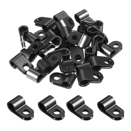 200PCS R-Type Black Nylon Cable Clips,1/4'' Plastic R-Type Wire Clamp for Wire Management - size: 200PCS--1/4''