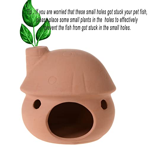Saim Aquarium Decor Ceramic Mushroom House Ornament Fish Tank Landscape Decor for Small Shrimp to Rest and Breed, Hiding - Natural Color - color: Natural Color