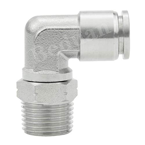 Beduan Push to Connect Fitting Elbow, 1/2" Tube OD x 3/8" NPT Male 90 Degree Elbow Adapter 304 Stainless Steel Air Union Fitting - size: 1/2"Tube OD-3/8"NPT, style: 1Pc