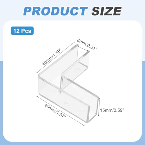 uxcell 12Pcs Plastic Glass Connector, Suitable for 8mm Thick l Shaped Glass to Glass Clamp, Fixing Bracket Rimless Clip Holder for Aquarium Fish Tank Display Shelves, Transparent - color: Transparent, size: 8mm