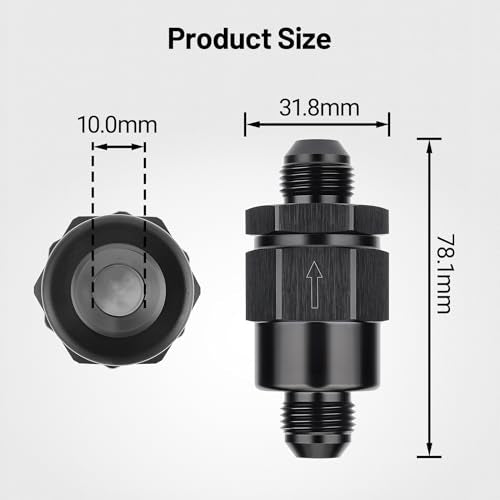 EVIL ENERGY 8AN Male Non Return One Way Check Valve Fitting Aluminum Black - size: 8AN(3/4-16 UNF)