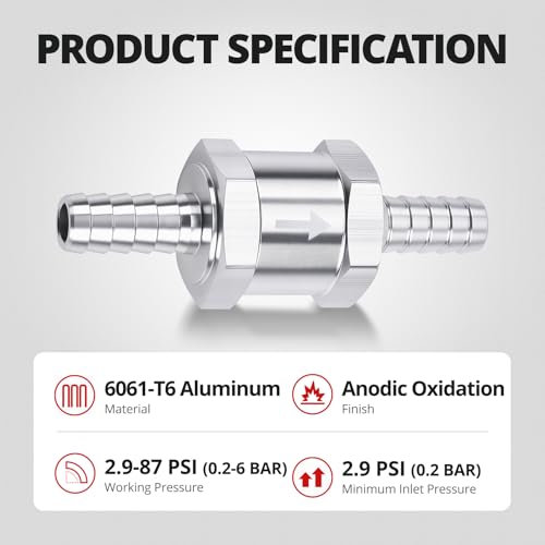 EVIL ENERGY 1/2" Fuel Check Valve One Way Inline Non Return Diesel Gasoline Silver (12mm OD,2PCS) - color: Silver, size: 1/2