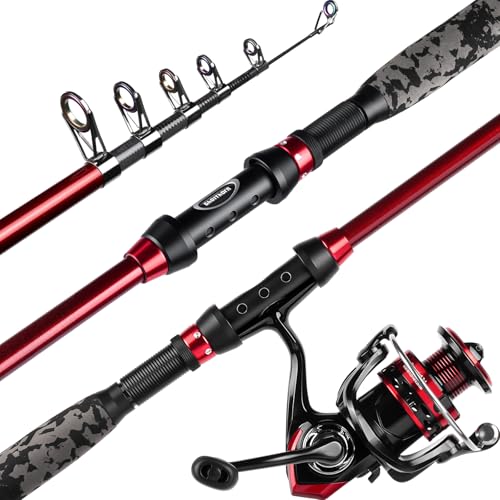 Ghosthorn Fishing Rod and Reel Combo Collapsible Fishing Pole Telescopic Fishing Rod Combo Travel Portable Fishing Set Carbon Fiber with Carrier Bag for Saltwater Freshwater - size: 2.4m/8ft, style: Fishing Rod and Reel（no Line & Lure）