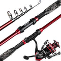 Ghosthorn Fishing Rod and Reel Combo Collapsible Fishing Pole Telescopic Fishing Rod Combo Travel Portable Fishing Set Carbon Fiber with Carrier Bag for Saltwater Freshwater - size: 2.4m/8ft, style: Fishing Rod and Reel（no Line & Lure）