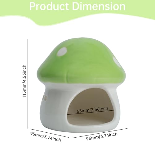 Cute Aquarium Mushroom House Betta Fish Tank Accessory Decor Mini Ceramic Fish Hideout Shrimp Cave Ornament (Green) - color: Green