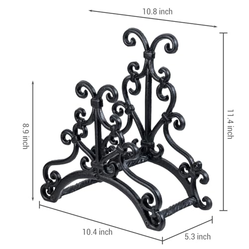 MyGift Brown Heavy Duty Cast Iron Outdoor Garden Hose Hanger Wall Mounted Water Hose Holder Reel with Vintage Scrollwork Design (Floral Pattern) - style: Floral Pattern