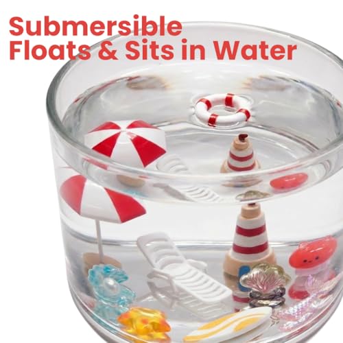 Mini Island Scene Figurines Set, Beach-Themed Mini Decor for Diorama, Miniature Display, Aquarium and Terrarium Accessories