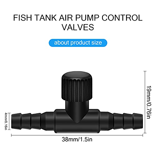 Honoson 30 Pieces Aquarium Air Control Valve T Shaped Air Pump Control Valves Single Way Plastic Flow Regulator for 4 mm Hose Line Tubing Connector(Black) - color: Black