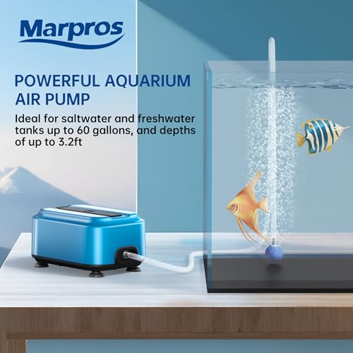 Aquarium Air Pump with Adjustable Double Outlet air Stone Bubbler for Fish Tank, Silent Fish Tank Aerator with Accessories, 2.5W/5W/8W/12W for Up to 300 Gallon Tank - style: 2.5W(Up to 10-30 gallon tank)
