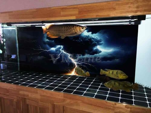 VIP. LINE Lightning Cloud Aquarium Background Poster PVC Self Adhesive Vivid Underwater Scene Decoration Landscape of Fish Tanks, Reptile Habitat Tanks (36" x 24"/ 91 x 61cm) - size: 36" x 24"/ 91 x 61cm