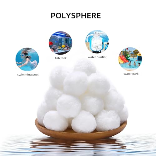 YUAN LIN 3.1 lbs Pool Filter Balls for Sand Filter, Reusable Pool Fiber Filter Balls, Pool Filter Media Balls for Swimming Pool Replace 100 lbs Filter Sand, Lasts for Several Seasons, White - color: White
