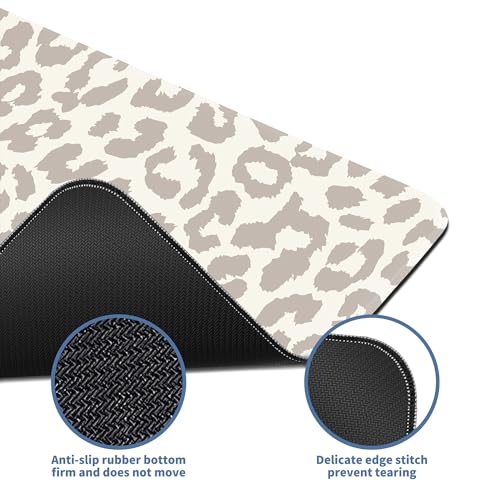Leopard Print Mouse Pad Large Desk Mat Extended Keyboard Mouse Pad Cute XL Mousepad with Non-Slip Base and Stitched Edge Mouse Mat Desk Pad 31.5 x 11.8 in Mouse Pads for Desk Decor Home Office Gaming - color: Light Leopard Print