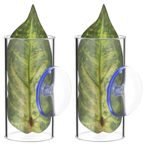 Veemoon 2 Pcs Acrylic Betta Fish Tube Tunnel with Suction Cups Transparent Betta Hideout and Resting Leaf Aquarium Decoration 3.14 X 1.57 Inch Fish Tank Accessory for Home and Office