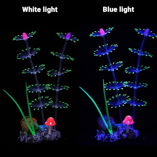 Soft Silicone long Coral Decor with Dynamic Swaying Motion, Weighted Base Aquarium Ornament for Lifelike Reef Aesthetic in Freshwater Saltwater Fish Tank, Safe Shelter for Invertebrates (Green) - color: Green