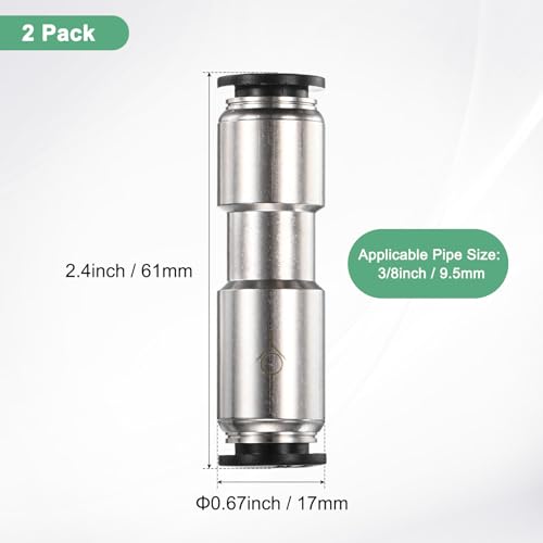 M METERXITY 3/8" OD Check Valve, Nickel Plated Brass Push to Connect Fitting One Way Check Valve for Tire Pump/Aquarium Air Pump/Gas Pipeline, Quick Release Fitting [Silver Black] - color: Silver Black, size: 3/8" OD