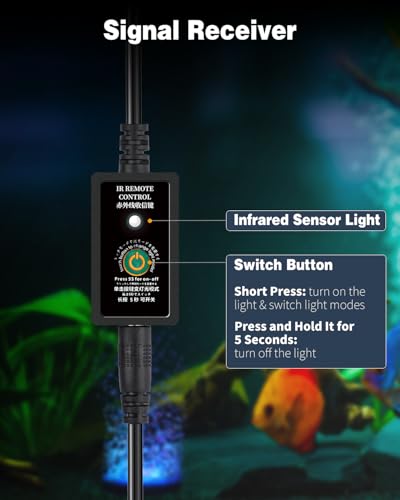 Pawfly Aquarium Air Bubble LED Light Fish Tank Underwater Multi-Colored Bubbler Light Aquarium Air Stone Disc with 4 Lighting Modes and Strong Remote Control (Pump & Remote Battery Not Included)