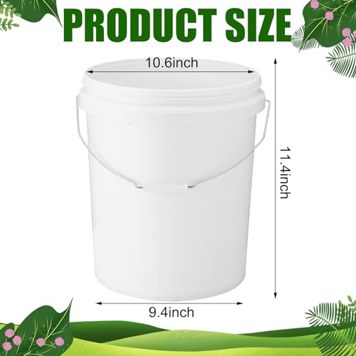 Gerrii 10 Pack White Plastic Bucket with Handle and Lid Food Storage Bucket Containers All Purpose Pail for Multipurpose Paint Water Art Crafts Projects Garage Organization (White,2.6 Gallon) - color: White, size: 2.6 Gallon