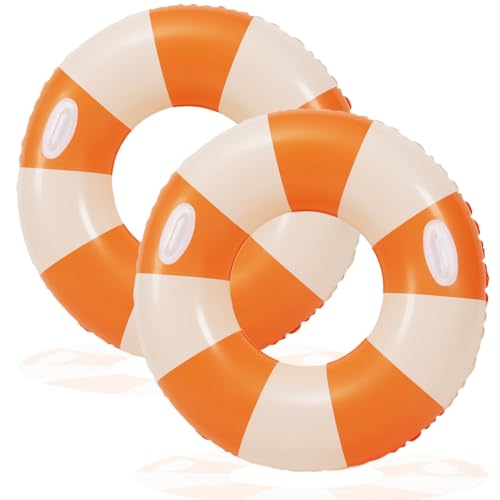 2 PCS Inflatable Pool Floats for Swimming Pool Party Lake Beach Adults - Floaties Pool Tubes Swim Rings Tubes Floaties for Beach Pool Party Decorations - color: Orange, size: 33"