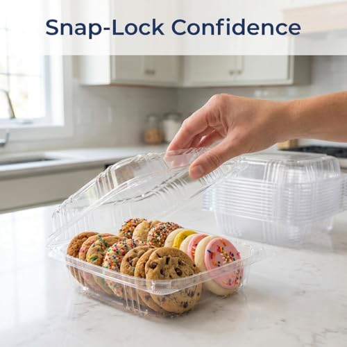 Mr Miracle Clear Plastic Takeout Containers - Durable and Sturdy Clamshell Food Boxes for To-Go and Storage - 8x8x3 Disposable Clam Shell Containers, 50 Pack - Easy Open Hinge Design - size: 8" x 8" - 50 Count